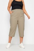 yours pantalon capri beige de algodon fresco mujer curvy y tallas grandes yours