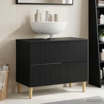 Vidaxl Mueble De Lavabo Para Baño Arnhem Negro 82 X 41 X 59 Cm