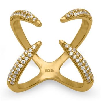 Xing brillante de plata 925 chapada en oro