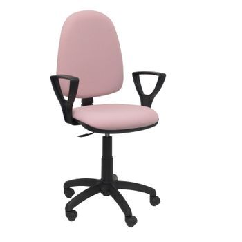 Silla De Oficina Ergonómica Con Mecanismo De Contacto Permanente Y Regulable En Altura  Asiento Y Respaldo Tapizados En Tejido Bali Color Rosa Pálido (brazos Fijos Incluidos) Piqueras Y Crespo Modelo 04cp