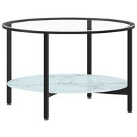 mesa de centro vidrio templado negro y marmol blanco 70 cm vidaxl