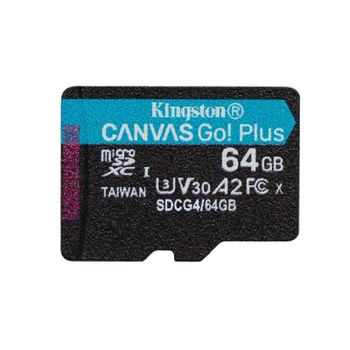Kingston Canvas Go Plus microSDXC 64GB UHS-I U3 V30 A2 200MB/s Negro Turquesa