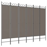 biombo divisor de 6 paneles de tela gris antracita 240x220 cm vidaxl