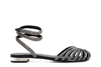 sandalias jaula de piel con pedrería black 38