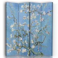 legendarte - biombo almendro en flor - vincent van gogh - separador de ambientes para interiores cm 145x170 4 paneles