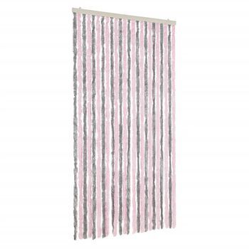 Cortina Antimoscas Chenilla Gris Plateado Y Rosa 100x220 Cm Vidaxl