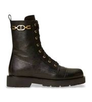 twinset para mujer 252tcp150 botines de piel con cadena y oval t negro 37 plano cremallera casual
