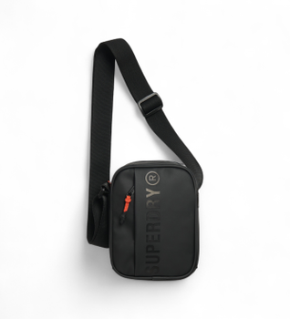 Superdry para mujer. Y9110268A Bandolera cruzada de lona negro (OSFA), Casual, Poliéster