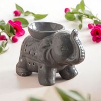 quemador de perfume en ceramica lacada gris - h11cm