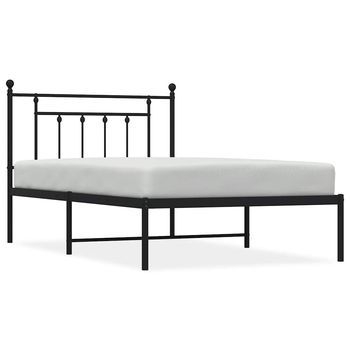 Cama Individual | Estructura Cama Sin Colchón Con Cabecero Metal Negro 100x200 Cm Cfw22427