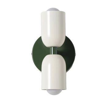 Aplique de pared doble E27 de metal verde y crema H20 cm