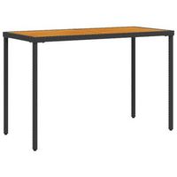 mesa de jardin  mesa de exterior superficie de madera ratan pe negro 115x54x74 cm