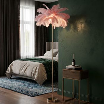 Lámpara de pie con plumas rosa cm ø 55x160