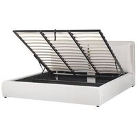 cama con almacenaje de terciopelo blanco crema 180 x 200 cm otomana bajonna