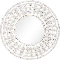 espejo de pared - diseno redondo boho bali blanco 60 cm - lenai blanco