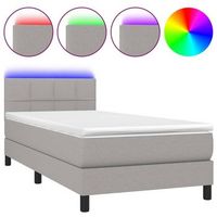 estructura de cama led con cabecero con somier y cubrecolchon 100x200 cm tela gris claro tdl0207957