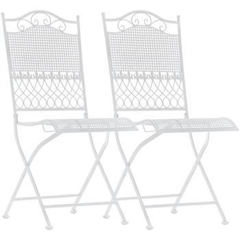Set De 2 Sillas De Jardin Kiran Metal Blanco 50x41x91 Cm Clp