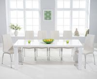 atlanta 200cm white high gloss dining table with cavello chairs