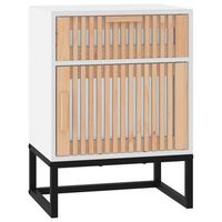 mesita de noche con cajon y compartimento con puerta 40 x 30 x 555 cm madera contrachapada blanca y hierro dec033342