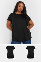 yours juego 2 camisetas negras de manga corta mujer curvy y tallas grandes yours