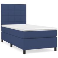 cama individual  cama para adulto  cama box spring con colchon tela azul 80x200 cm