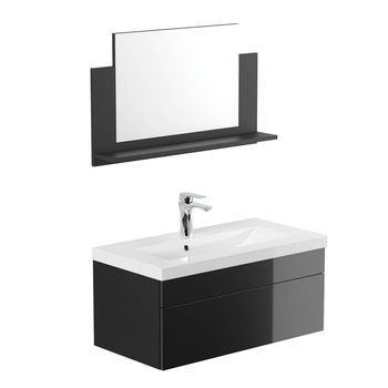 Conjunto Completo De Muebles De Baño Wangerooge Big M - Negro Made In Germany