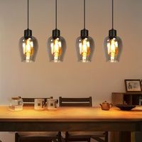 lampara colgante nettlife negra para mesa de comedor - lampara colgante vintage de cristal ahumado de una sola llama e27 sin fuente de luz