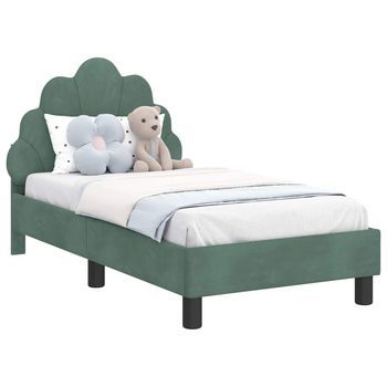 Cama Individual | Cama Para Adulto | Estructura De Cama Para Niños Pequeños Con Cabecera Verde Mar