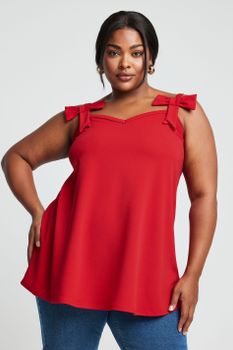 Limited Collection Top Rojo De Tirantes Con Lazo, Mujer Curvy Y Tallas Grandes, Limited Collection