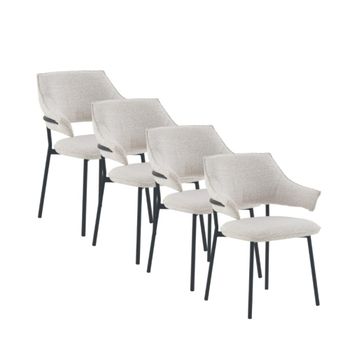Pack 4 sillones tapizados chenilla jaspeado blanco