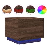 mesa de centromesa auxiliarmesa de cafe con luces led marron roble 50x50x40 cm