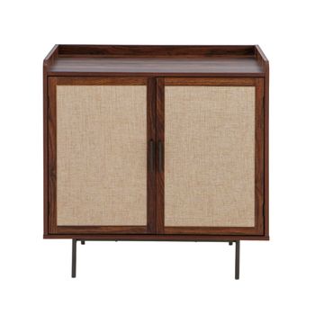 Buffet de 2 puertas con decoración de nogal y frentes de tela l80 cm