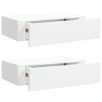 pack 2 uds estantes de pared  estante flotante  repisa de pared con cajon mdf blanco 40x235x10 cm