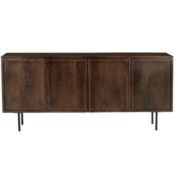 Aparador de 4 puertas en madera maciza marrón