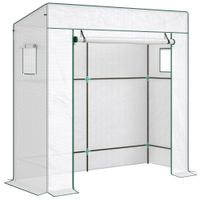 outsunny invernadero de exterior con ventanas de malla y puerta con cremallera para cultivar plantas flores 196x77x197 cm blanco