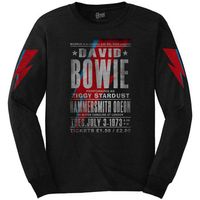 david bowie camiseta manga larga hammersmith odeon para mujer