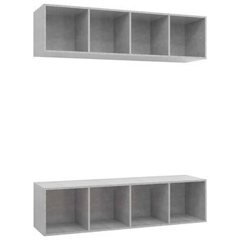 Muebles De Salón De Pared 2 Uds Madera Ingeniería Gris Hormigón Vidaxl