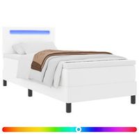 cama tipo box spring con tiras led 100 x 200 cm cuero sintetico vidaxl