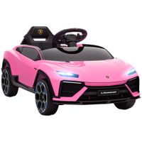 aiyaplay coche electrico para ninos de 3 anos con licencia lamborghini bateria 12v mando a distancia 24 g motor doble rosa