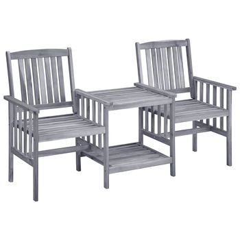 Sillas De Jardín | Silla De Exterior | Sillón Con Mesita Y Cojines Madera Maciza Acacia