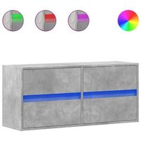 mueble de tv de pared con luces led gris hormigon 100x31x45 cm vidaxl