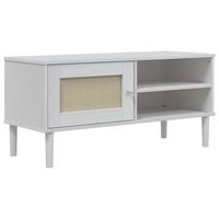 mueble tv  mueble de salon  armario tv senja aspecto ratan madera pino blanco 106x40x49cm