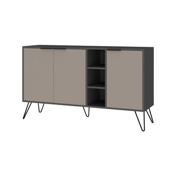 Aparador efecto madera antracita, beige 142x36h83 cm