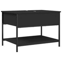 mesa de centro 70x50x50 cm madera y metal trabajados - negro