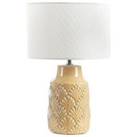 lampara de mesa de ceramica lino blanco 43 cm base pantalla tela amarillo balao