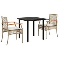set comedor de jardin 3 pzas con cojines ratan sintetico beige cfw201233