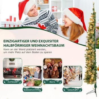 Medio Árbol Preiluminado De Árbol De Navidad Medio Árbol Artificial Blanco 210 Cm