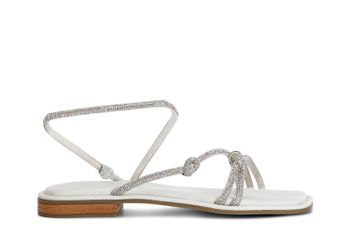 sandalias asimétricas con cordones de pedrería white