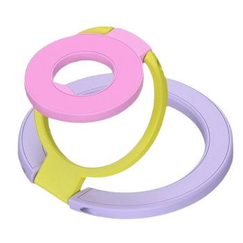 Soporte de anillo magnético tríptico para MagSafe, giratorio 360°, soporte de agarre de metal de doble cara para teléfon