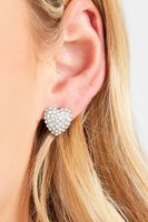 pendientes plateados de corazones strass